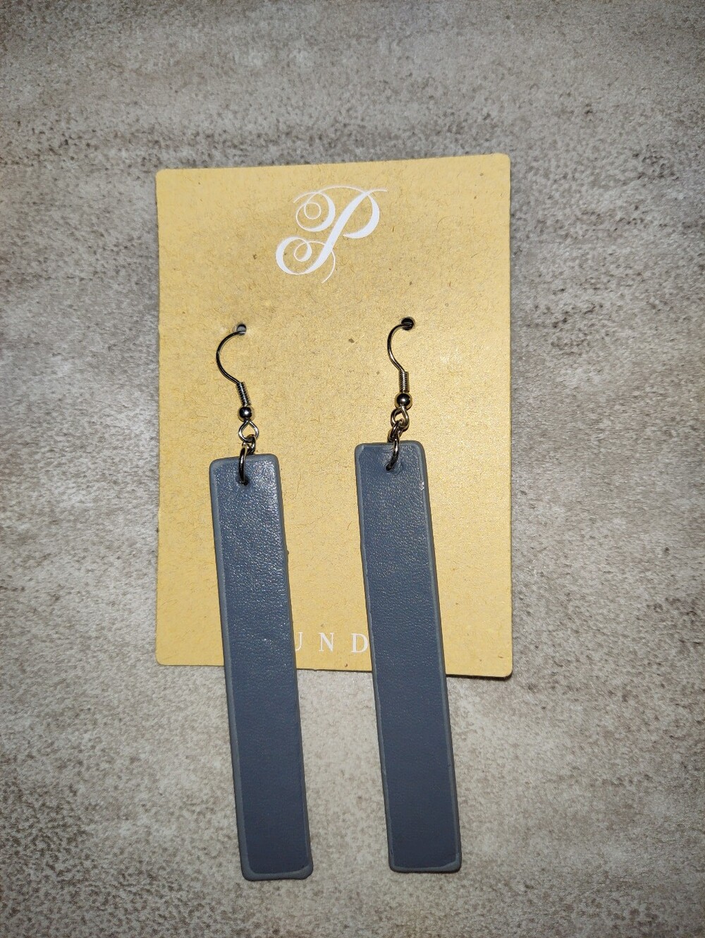 Plunder Gray Rectangle Drop Dangle Earrings Matte Geometric New